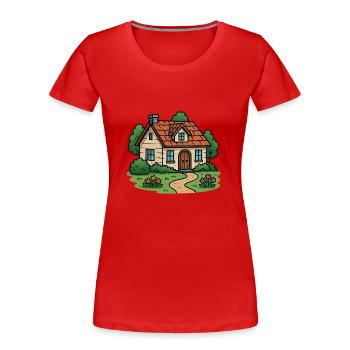 Maison Villa - T-shirt bio Premium Femme - rouge - Devant - Mia (176cm)
