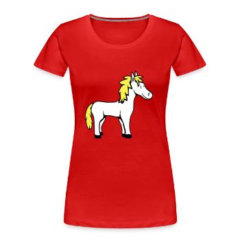 Pferd Süß Pony Fohlen Pferdemädchen Niedlich Comic - Frauen Premium Bio T-Shirt - Rot - Vorne - Mia (176cm)