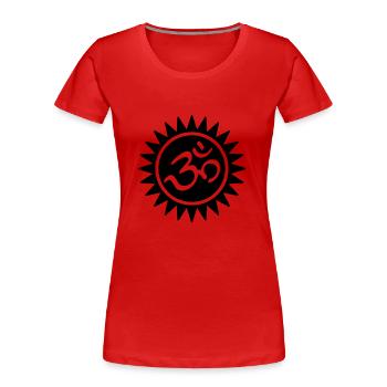 Sun Om Symbol - Women's Premium Organic T-Shirt - red - Front - Mia (176cm)