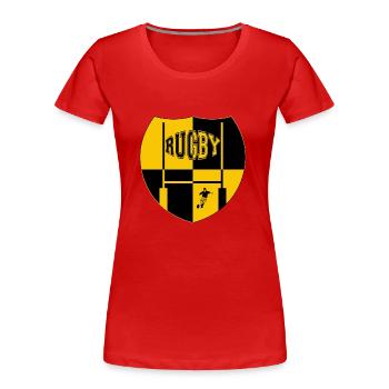 rugby - Frauen Premium Bio T-Shirt - Rot - Vorne - Mia (176cm)