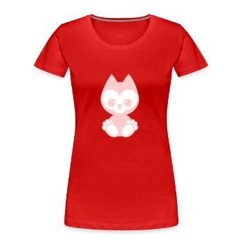 petits animaux - chat rose - T-shirt bio Premium Femme - rouge - Devant - Mia (176cm)