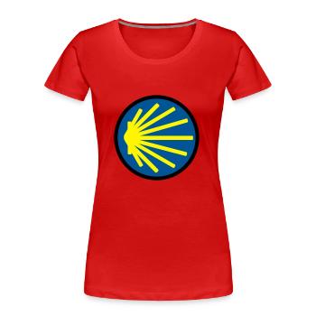 jakobsweg rund - Frauen Premium Bio T-Shirt - Rot - Vorne - Mia (176cm)