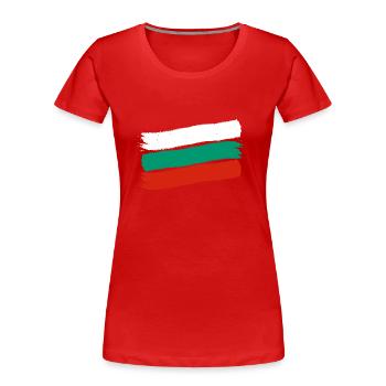 Bulgarie Drapeau bulgare Drapeau Sables d’or - T-shirt bio Premium Femme - rouge - Devant - Mia (176cm)