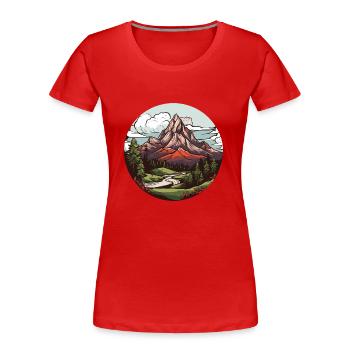 Montagnes, Paysage, Nature, Cercle - T-shirt bio Premium Femme - rouge - Devant - Mia (176cm)