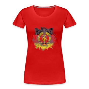 DDR - Frauen Premium Bio T-Shirt - Rot - Vorne - Mia (176cm)