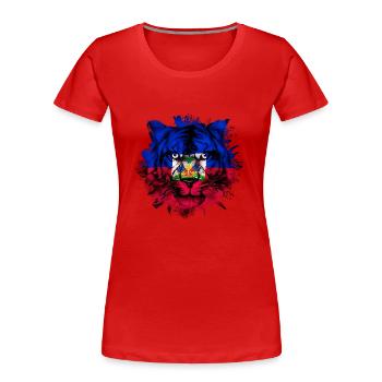 Haiti - Frauen Premium Bio T-Shirt - Rot - Vorne - Mia (176cm)