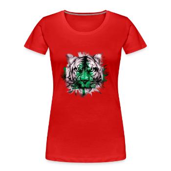 Île Norfolk - T-shirt bio Premium Femme - rouge - Devant - Mia (176cm)
