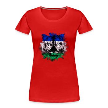 Lesotho - Frauen Premium Bio T-Shirt - Rot - Vorne - Mia (176cm)
