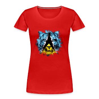 St. Lucia - Frauen Premium Bio T-Shirt - Rot - Vorne - Mia (176cm)