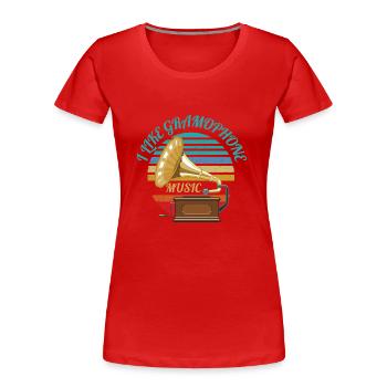 ICH MAG GRAMMOPHONMUSIK - Frauen Premium Bio T-Shirt - Rot - Vorne - Mia (176cm)
