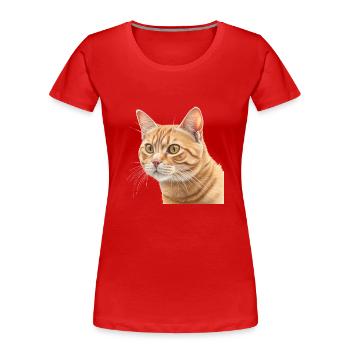 Chat - T-shirt bio Premium Femme - rouge - Devant - Mia (176cm)
