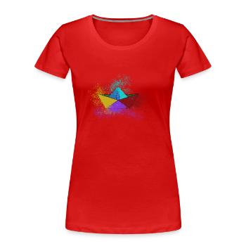 bateau, navire en papier, coloré, navire, graffiti - T-shirt bio Premium Femme - rouge - Devant - Mia (176cm)