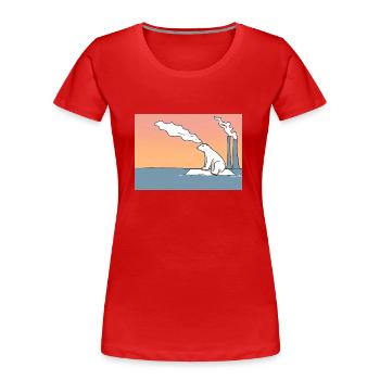 Bedrohte Tiere, Eisbär-Illustration, Erderwärmung - Frauen Premium Bio T-Shirt - Rot - Vorne - Mia (176cm)