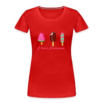 icecream,eis,i love icecream,eis am stil,wassereis - Frauen Premium Bio T-Shirt - Rot - Vorne - Mia (176cm)