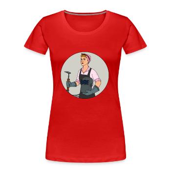 Welder outfit for welders - Women's Premium Organic T-Shirt - red - Front - Mia (176cm)
