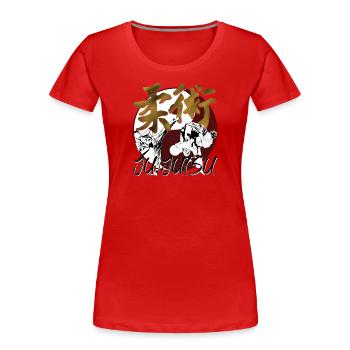 Ju Jutsu Ju-Jitsu Ying Yang Kanji - Frauen Premium Bio T-Shirt - Rot - Vorne - Mia (176cm)
