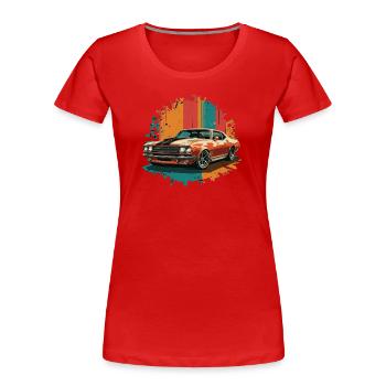 Retro muscle car 1 - Frauen Premium Bio T-Shirt - Rot - Vorne - Mia (176cm)