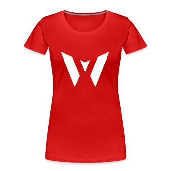 W-Sticker blanc - T-shirt bio Premium Femme - rouge - Devant - Mia (176cm)