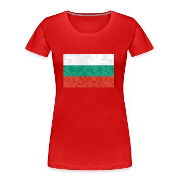 Bulgarie Drapeau bulgare Drapeau Sables d’or - T-shirt bio Premium Femme - rouge - Devant - Mia (176cm)