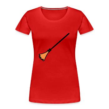 Balai, dessiné à la main : femme de ménage, éboueur. - T-shirt bio Premium Femme - rouge - Devant - Mia (176cm)