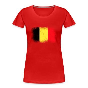 Belgium Flag Vintage Belgian Flag Used Look - Women's Premium Organic T-Shirt - red - Front - Mia (176cm)