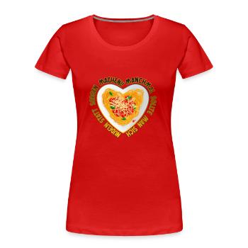 Statt Sorgen Nudeln machen - Frauen Premium Bio T-Shirt - Rot - Vorne - Mia (176cm)