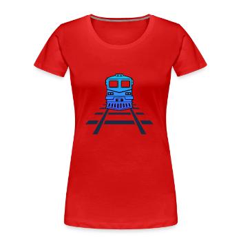 Eisenbahn Lokomotive Eisenbahngleise Modelbahn - Frauen Premium Bio T-Shirt - Rot - Vorne - Mia (176cm)