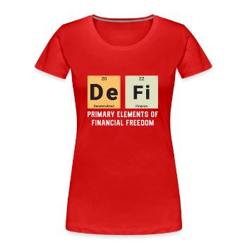 Defi, Dezentrale Finanzen - Frauen Premium Bio T-Shirt - Rot - Vorne - Mia (176cm)