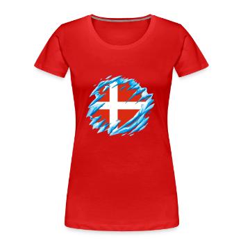 Denmark Flag Scandinavia Danish Flag Travel - Women's Premium Organic T-Shirt - red - Front - Mia (176cm)