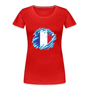 Drapeau de la France Look en détresse Drapeau français - T-shirt bio Premium Femme - rouge - Devant - Mia (176cm)