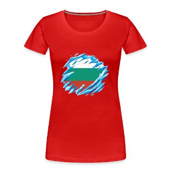 Drapeau de la Bulgarie Drapeau bulgare Sables d’or - T-shirt bio Premium Femme - rouge - Devant - Mia (176cm)