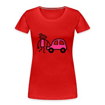 Strichmännchen Autowäsche - V2 - Frauen Premium Bio T-Shirt - Rot - Vorne - Mia (176cm)