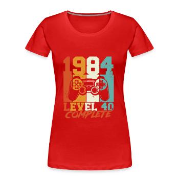 40. Geburtstag 40 Jahre Gamer Level 40 Complete - Frauen Premium Bio T-Shirt - Rot - Vorne - Mia (176cm)
