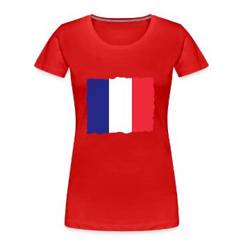 Drapeau de la France Look utilisé Drapeau de la France - T-shirt bio Premium Femme - rouge - Devant - Mia (176cm)