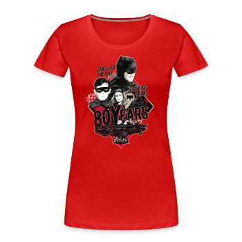 Batman 80 Ans - T-shirt bio Premium Femme - rouge - Devant - Mia (176cm)