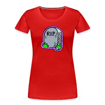 R.I.P. - Grabstein für Ruhe in Frieden - Frauen Premium Bio T-Shirt - Rot - Vorne - Mia (176cm)