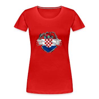 Kroatien Flagge Adria Zagreb Kroatische Fahne - Frauen Premium Bio T-Shirt - Rot - Vorne - Mia (176cm)