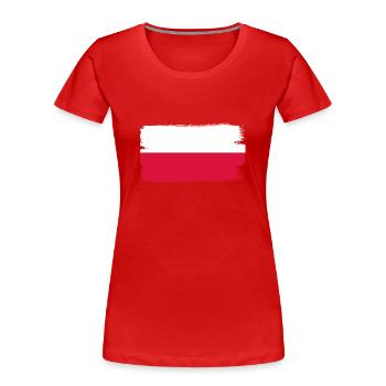 Poland Flag Used Look Polska Polish Flag - Women's Premium Organic T-Shirt - red - Front - Mia (176cm)
