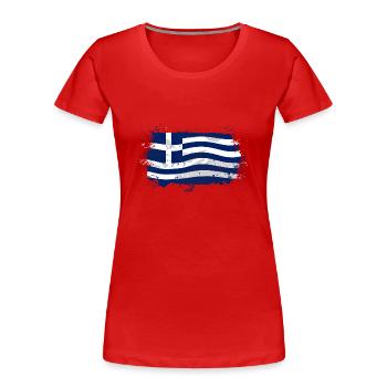 Greece Flag - Frauen Premium Bio T-Shirt - Rot - Vorne - Mia (176cm)