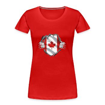 Drapeau du Canada Feuille d’érable Drapeau canadien Canada - T-shirt bio Premium Femme - rouge - Devant - Mia (176cm)