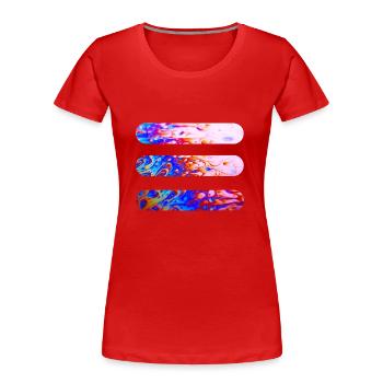 Lignes | Lignes ondulées | symboles | Modèle - T-shirt bio Premium Femme - rouge - Devant - Mia (176cm)
