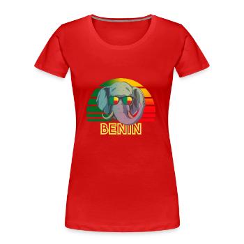 Bénin - T-shirt bio Premium Femme - rouge - Devant - Mia (176cm)