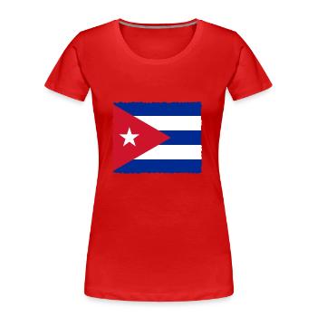 Cuba Drapeau Caraïbes Vacances Cuba Voyage La Havane - T-shirt bio Premium Femme - rouge - Devant - Mia (176cm)