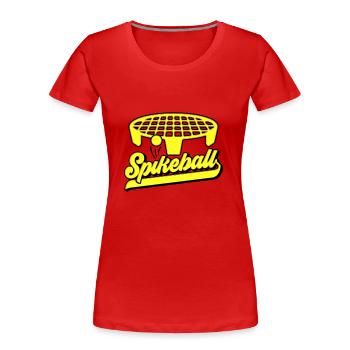 Farben änderbar | Roundnet Spikeball Fun - Frauen Premium Bio T-Shirt - Rot - Vorne - Mia (176cm)