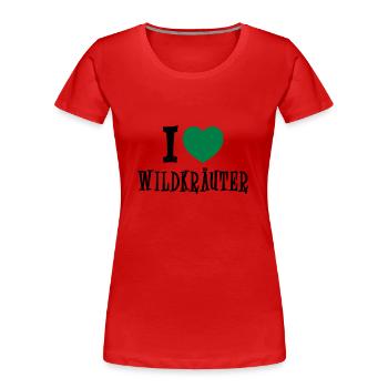 I Love Wildkräuter - Frauen Premium Bio T-Shirt - Rot - Vorne - Mia (176cm)