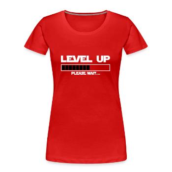 level up please wait - T-shirt bio Premium Femme - rouge - Devant - Mia (176cm)