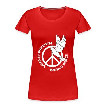Weltfrieden Weltfriedenstag Friedenstaube Peace - Frauen Premium Bio T-Shirt - Rot - Vorne - Mia (176cm)