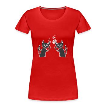 Katzen streit wut wütend katze - Frauen Premium Bio T-Shirt - Rot - Vorne - Mia (176cm)