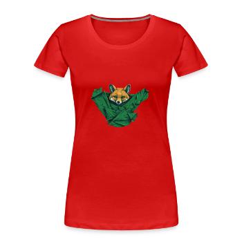 Chemise pour homme Fox Paper : orange foncé et vert - T-shirt bio Premium Femme - rouge - Devant - Mia (176cm)