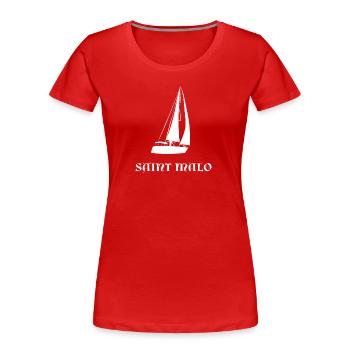 Saint Malo Voilier - T-shirt bio Premium Femme - rouge - Devant - Mia (176cm)
